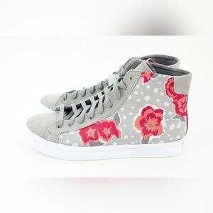 adidas Gray and Red Floral High-Top Sneakers